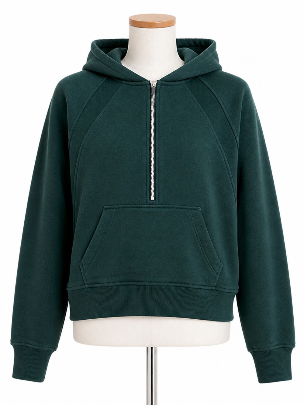 Danskin Forest Green Half-Zip Hoodie Sweatshirt